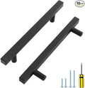 Ravinte Cabinet Handles 10 Pack - 5 Inch Matte Black Square Pulls, Modern Kitchen Hardware, 7-3/8 Inch Overall Length Drawer Pulls