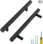 Ravinte Cabinet Handles 10 Pack - 5 Inch Matte Black Square Pulls, Modern Kitchen Hardware, 7-3/8 Inch Overall Length Drawer Pulls