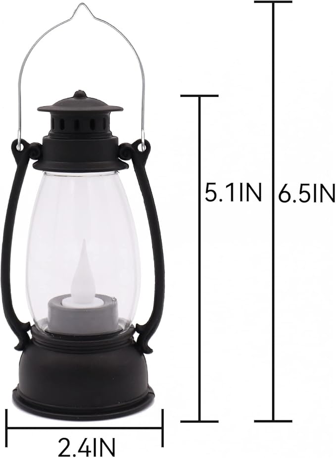 5.1 inch Mini Lanterns 6-Pcs LED Candle Small Lanterns Decorative Indoor Outdoor Hanging Light Ornaments Home Decor for Weddings Western Camping Party Halloween Christmas Decorations