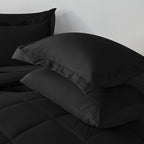 CozyLux Full Size Comforter Sets Black - 7 Pieces Bed in a Bag Full, Luxury Soft Bed Set for All Seasons, Bedding Set with Down Alternative Comforter, Sheets, Pillowcases & Shams