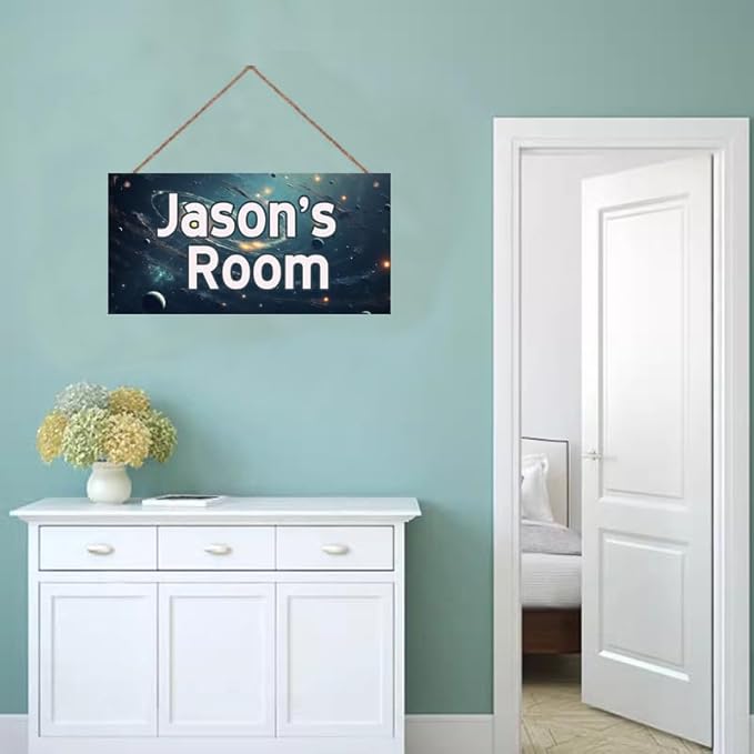 Personalized Universe Sign Funny Galaxy Themed For Kids Room Boys Bedroom Door Decor,Custom Name Fantasy Stars Wall Decor Decorative Plate for Nursery Girls Room