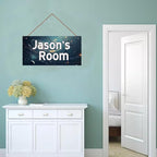 Personalized Universe Sign Funny Galaxy Themed For Kids Room Boys Bedroom Door Decor,Custom Name Fantasy Stars Wall Decor Decorative Plate for Nursery Girls Room