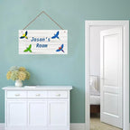 Personalized Sign Cute Bird Room Décor Kids Room Decor, Little Man Cave Wall Art Decor for Nursery, Flying Parrot Nursery Door Decor for Toddler Baby Boys Room