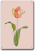 Metal Aluminum Signs Rose Flower Line Art Bedroom and Bathroom Wall Decoration 8x12inch Tin Sign
