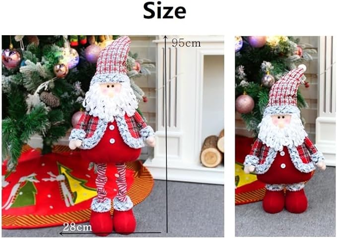 Large Standing Christmas Gnomes, 95CM Swedish Tomte Large Santa Gnome Stuffed Plush with Retractable Spring Legs, Scandinavian Christmas Decorations Ornaments Holiday Home Decor (Red Santa Gnome)
