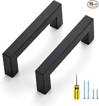 Ravinte 15 Pack Black Cabinet Pulls 3-1/2 Inch Square Cabinet Handles Matte Black Kitchen Hardware for Cabinet Drawer Pulls Come with Screwdriver