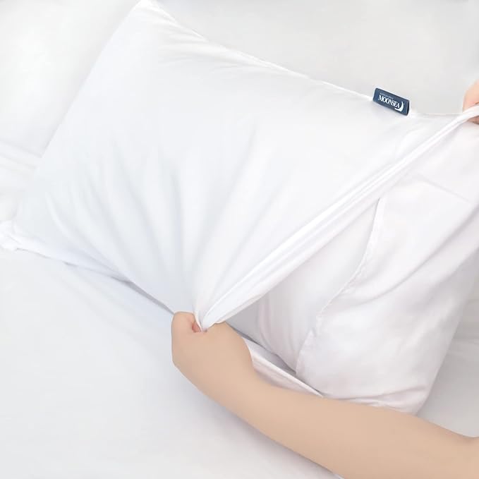 Moonsea Extra Deep Pocket Air Mattress White Sheets Twin Size - 3Pcs Side Storage Pocket Fitted Sheet & Pillowcase Twin Deep Pocket Sheet Sets Easily Fits for Kids 16in to 24in Pillow Top Air Bed