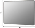 48x32 Silver Bathroom Mirror for Wall, Brushed Metal Framed Bathroom Vanity Mirror, Modern Rectangle Mirror, Rounded Corners, Shatterproof (Horizontal/Vertical)