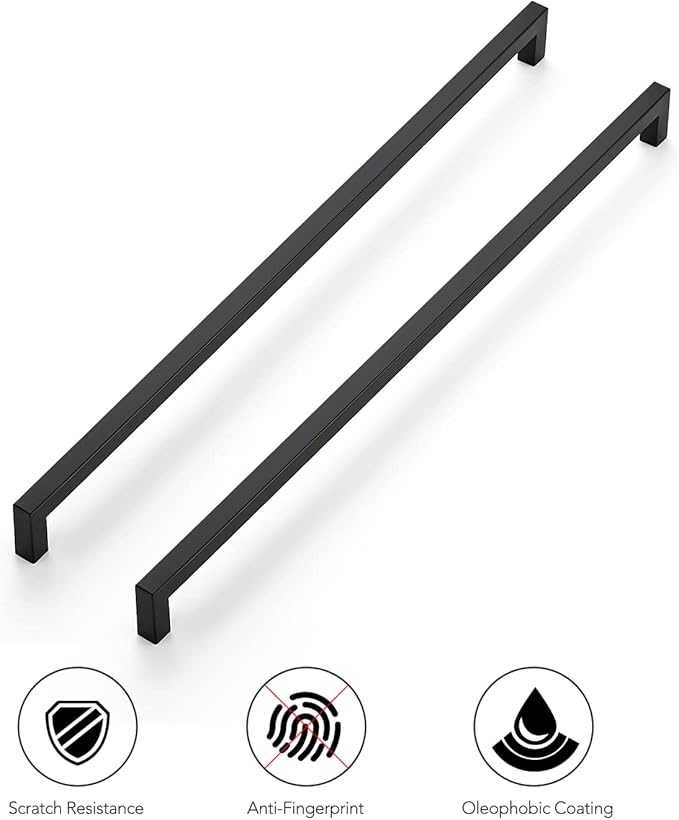 Ravinte 3 Pack Black Matte Cabinet Pulls and Handles - 18 Inch Square, Drawer Pulls, Kitchen Cabinet Hardware