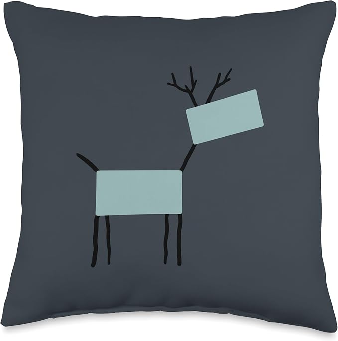 Cute Scandinavian Animals Designs Chic Deer Moose Scandinavian Elk Minimalism Reindeer Throw Pillow, 16x16, Multicolor