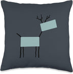 Cute Scandinavian Animals Designs Chic Deer Moose Scandinavian Elk Minimalism Reindeer Throw Pillow, 16x16, Multicolor
