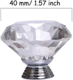 Joyhey 4 Pack 40 mm Diamond Shaped Glass Crystal Knobs with 3 Size Screws for Cabinet, Drawer, Cupboard, Dresser