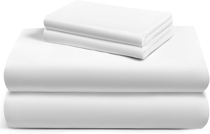LuxClub Full Size Bed Sheets, 100% Rayon Derived from Bamboo Cooling Sheets, Breathable & Soft Deep Pocket Up to 16", Hotel Luxury Silky Sheets Full Size Set, White