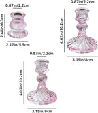 Glass Candlestick Holders Set of 6, Taper Candle Holder for Wedding Festival Christmas Party Valentine's Decor, Table Centerpieces (Pink)