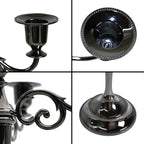 Black Candelabra Candle Holders for Pillar Candles 10.6 inch Tall, 5 Candle Candlestick Holder for 1/2-1 inch Taper Candles Halloween Candelabra Decoration Easy Assembly (Black Glossy-3 Arm)