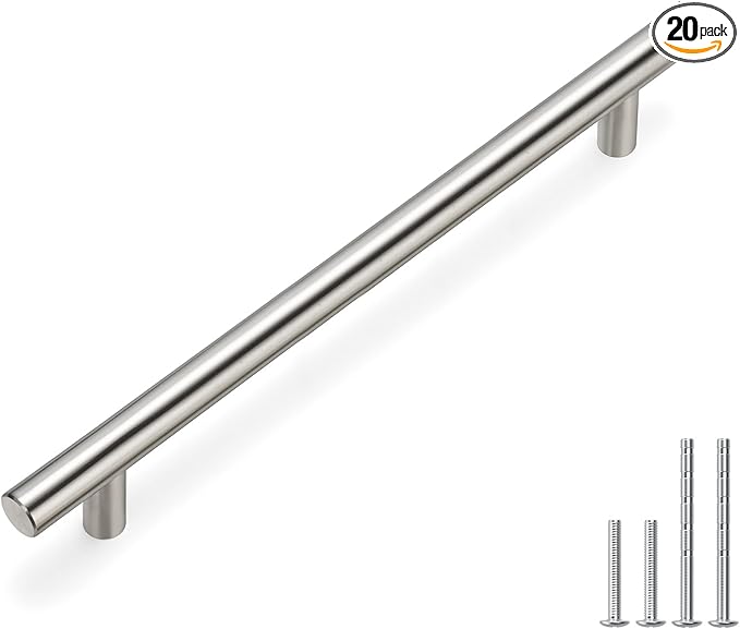 homdiy 20 Pack Brushed Nickel Cabinet Hardware Cabinet Pulls - HD201SN Cupboard Handles Modern Cabinet Door Handles 7-1/2inch Hole Center Modern T-Bar Pulls