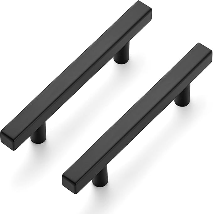Ravinte Black Cabinet Handles 10 Pack 3-3/4 inch Matte Black Square Cabinet Pulls Kitchen Hardware 6 inch Overall Length Kitchen Drawer Pulls