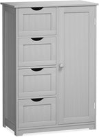 Giantex Bathroom Storage Cabinet with Drawers - 4 Drawer Storage Organizer w/Cupboard, Adjustable Shelf, Anti-Toppling Device, Entryway Storage Unit Console Table, Bathroom Floor Cabinet (Gray)