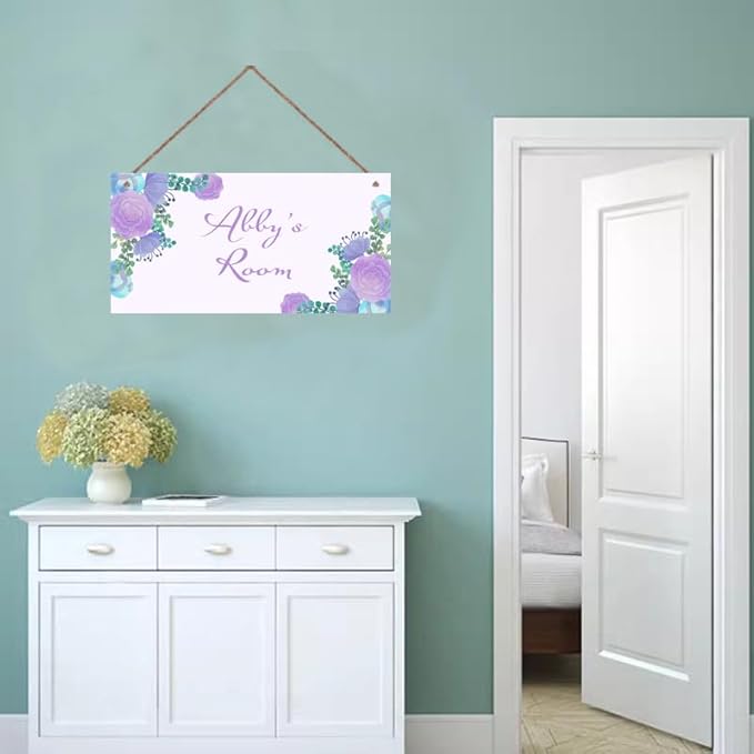 Personalized Sign Flowers Themed Bedroom Decor Lovely Sign Wall Decor for Kids Room Nursery Wall Decorations Stuff For Girls Room Little Man Cave Boys Bedroom