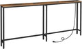HOOBRO 70.9" Narrow Console Table with Charging Station, 5.9" Sofa Table with 2 Power Outlets and USB Ports, Long Entryway Tables Behind Couch Table, for Hallway, Living Room, Rustic Brown BF185UXG01