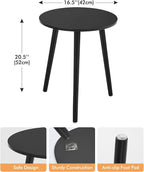 Apicizon Black Round Side Table, Black End Table Bedside Table Nursery with Wood Legs, Nightstand for Living Room, Bedroom, 16.5 x 20.5 Inches