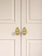 2 Pack Brushed Gold Cabinet Knobs with Base Brass Flat Drawer Pulls Kitchen Cupboard Bathroom Dresser Cabinet Hardware Handles Zinc Alloy