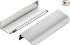Ravinte Hardware 30 Pack Silver Cabinet Handles, 5 Inch (128mm) Finger Edge Pulls, 4 Inch Hole Center, Finger Pulls for Cabinets