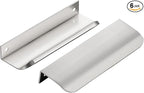 Ravinte Hardware 6 Pack Silver Cabinet Handles, 5 Inch (128mm) Finger Edge Pulls, 4 Inch Hole Center, Finger Pulls for Cabinets