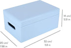 Large Blue Wooden Box Storage with Hinged Lid | 11.8 x 7.87 x 5.51 inches (+-0.5) | with Handles | Gift Box Storage | Product NOT Intended for 15 Years OR Below