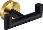 Angle Simple Double Towel Hook, Stainless Steel Hand Towel Holder for Bathroom, Coat Hook for Wall, Black and Gold