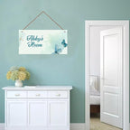 Personalized Sign Butterfly Sign Wall Art Décor For Kids Room Custom Name Door Art Décor For Little Man Cave, Floral Nursery Art Plate For Girls Room Boys Bedroom