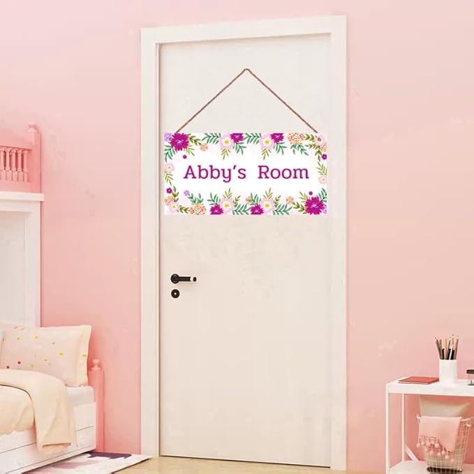 Personalized Flower Sign For Kids Room Boys Bedroom Door Decor,Custom Name Wall Art Decor Decorative Plate for Girls Room Nursery Little Man Cave
