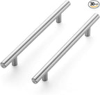 JOY DECOR 30 Pack 7.38 Inch Cabinet Pulls Kitchen Cabinet Handles with 5 Inch Hole Center Brushed Nickel Cabinet Hardware Stainless Steel Kitchen Drawer Pulls for Cabinets Cupboard, 128mm Hole Centers