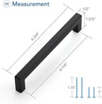 Ravinte 5 Pack Square Cabinet Pulls 6-1/4 Inch Black Kitchen Cabinet Handles Matte Black Kitchen Hardware for Drawer Pulls Drawer Handles Come with Screwdriver