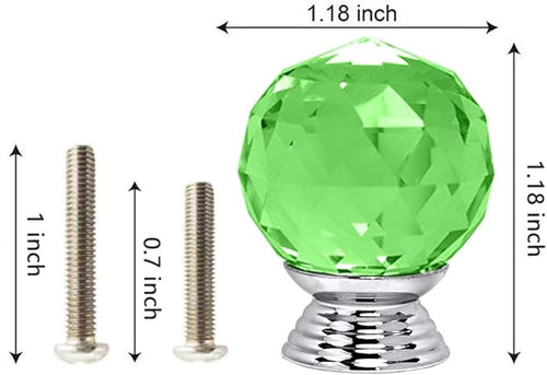 12 Pcs 30mm Round Shape Crystal Glass Cabinet Knobs with Screws Drawer Knob Pull Handle Used for Kitchen, Dresser, Door, Cupboard(Green