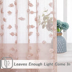 MYSKY HOME Pom Pom Pink Sheer Curtains for Bedroom Girls Room Dusty Rose Curtains 72 Inches Long for Nursery Kids Light Filtering Boho Window Drapes, Rod Pocket, 38" Wide, 2 Panels