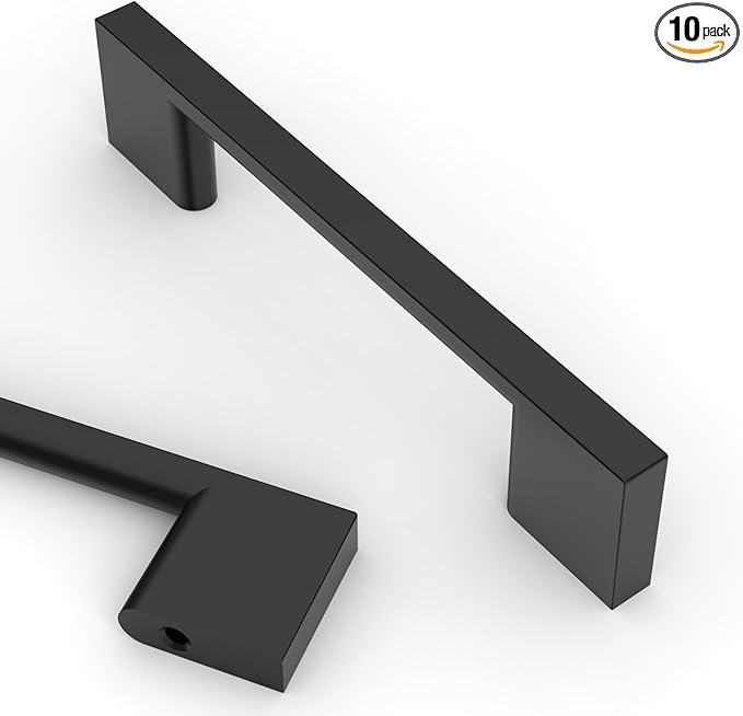 Asidrama 10 Pack 3.75 Inch(96mm) Matte Black Kitchen Cabinet Handles, Cabinet Pulls Kitchen Cabinet Hardware for Cupboard Drawer Pulls