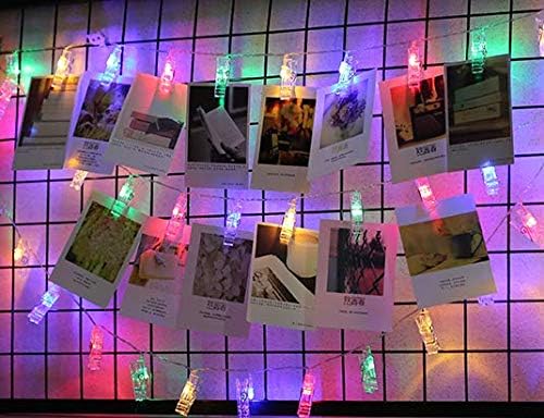 50 LED Photo Clip Fairy Lights for Home Bedroom Wall - Twinkle Starry Decor for Halloween, Thanksgiving, Christmas, Party, Wedding - Multicolor