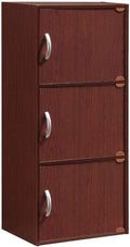 Hodedah 3 Door Bookcase Cabinet, MAHOGANY