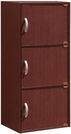 Hodedah 3 Door Bookcase Cabinet, MAHOGANY