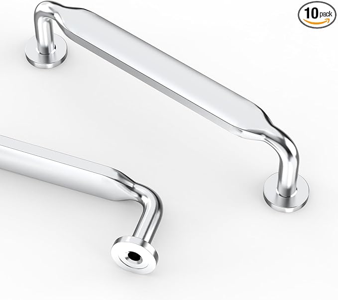 Asidrama 10 Pack 3.75 Inch(96mm) Polished Chrome Kitchen Cabinet Handles, Cabinet Pulls Kitchen Cabinet Hardware for Cupboard Drawer Pulls