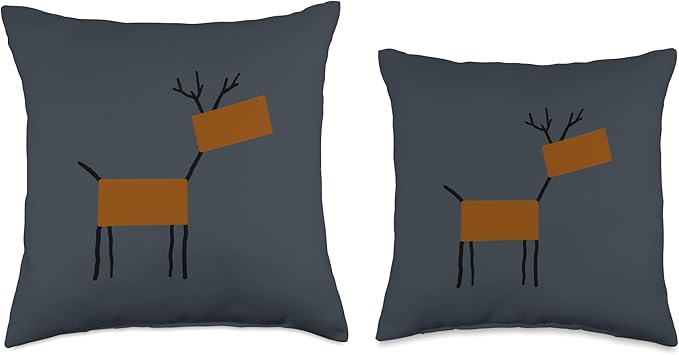 Cute Scandinavian Animals Designs Chic Deer Moose Scandinavian Elk Minimalism Reindeer Throw Pillow, 16x16, Multicolor