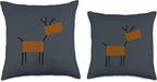 Cute Scandinavian Animals Designs Chic Deer Moose Scandinavian Elk Minimalism Reindeer Throw Pillow, 18x18, Multicolor