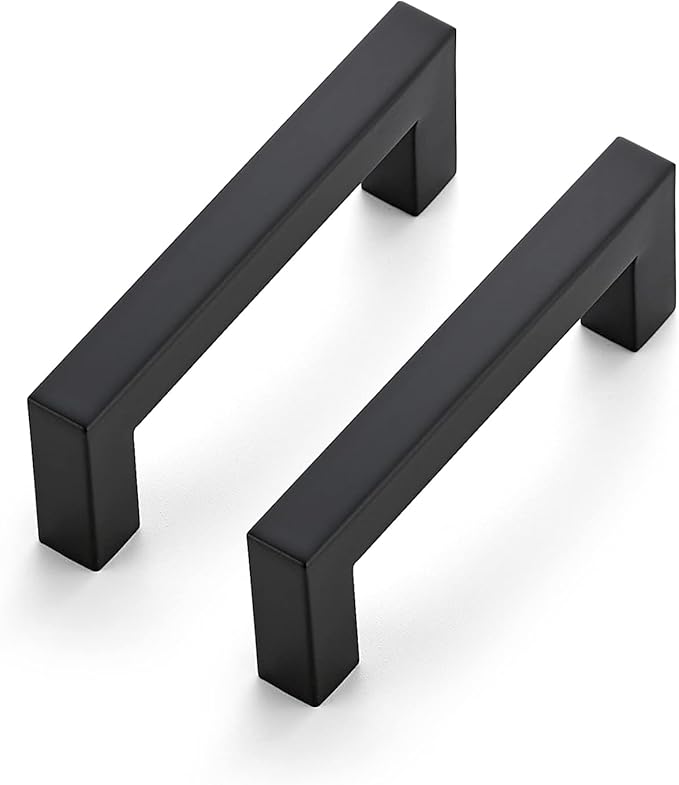 Ravinte 10 Pack 3-1/2 Inch Kitchen Square Cabinet Handles Matte Black Pulls Black Drawer Pulls Kitchen Cabinet Hardware Handles