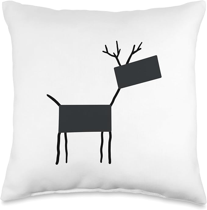Cute Scandinavian Animals Designs Chic Deer Moose Scandinavian Elk Minimalism Reindeer Throw Pillow, 16x16, Multicolor