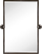 TEHOME Pivot Tilting Bathroom Vanty Mirror Rectangle Oil Rubbed Bronze Metal Framed Beveled Wall Mirror, Overall 23.9 x 30 inches (Mirrror 20 x 30 inches)