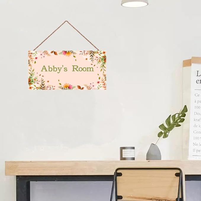Personalized Sign Beautiful Flowers Themed Decor For Kids Room Nursery Door,Custom Name Nice Planet Wall Art Decor Decorative Plate for Boys Bedroom Girls Room Baby Game Room