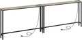 HOOBRO 2 Pack 47.2" Narrow Console Table with Power Outlets, 5.9" Behind Couch Table with Charging Station, Extra Long Sofa Table, Skinny Entryway Table for Living Room, Hallway, Greige BG15XGP201G1