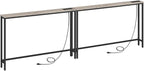 HOOBRO 2 Pack 47.2" Narrow Console Table with Power Outlets, 5.9" Behind Couch Table with Charging Station, Extra Long Sofa Table, Skinny Entryway Table for Living Room, Hallway, Greige BG15XGP201G1