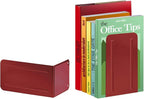 Acrimet Metal Bookends, Non-Skid Book Stand for Shelves, Heavy Duty Book Stopper, 6-7/8" H x 4" W x 4-1/2“ D, Red, 1 Pair